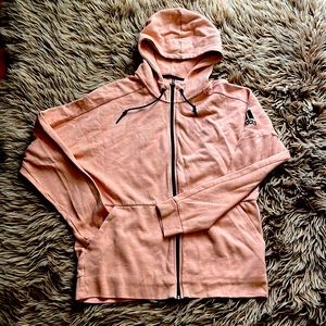 80s style peach Adidas hoodie sweatshirt zip up
